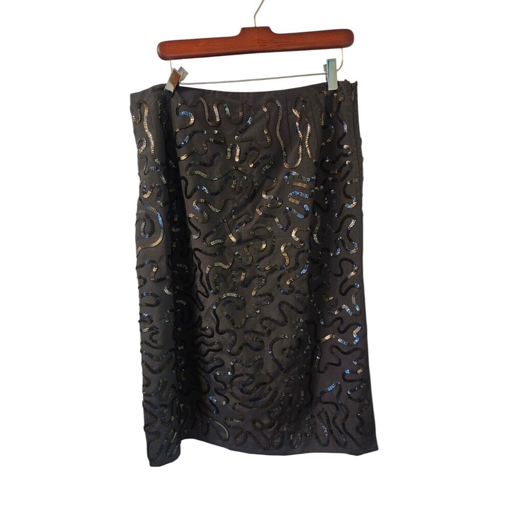 Talbots Sequined Swril Pattern Knee Length‎ Skirt Black SIZE , Size 14P